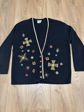 Vintage Anne Klein embellished retro cardigan